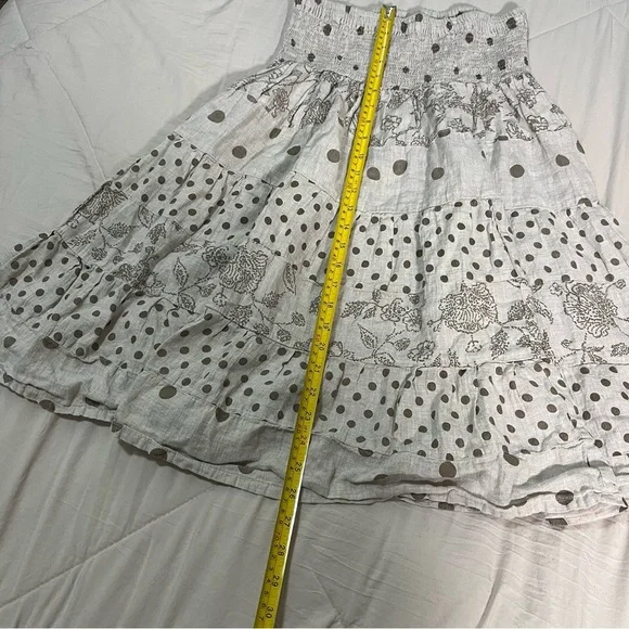 Made in Italy Women’s Italian Linen Smocked Ruched Tiered Feminine Midi Skirt - Picture 4 of 6